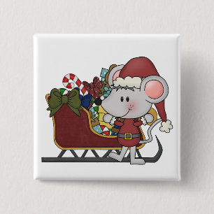 Sankt-Maus mit Schlitten Button