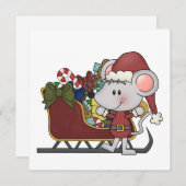 Sankt-Maus mit Schlitten Feiertagskarte (Vorne/Hinten)