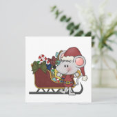 Sankt-Maus mit Schlitten Feiertagskarte (Stehend Vorderseite)