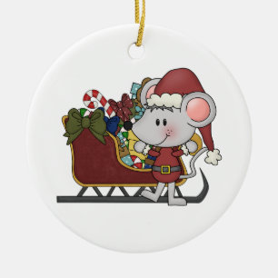 Sankt-Maus mit Schlitten Keramik Ornament