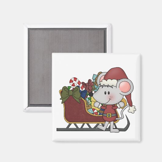Sankt-Maus mit Schlitten Magnet (Vorderseite/Rückseite)