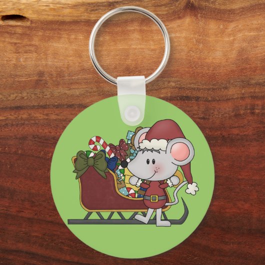 Sankt-Maus mit Schlitten Schlüsselanhänger (Vorderseite)