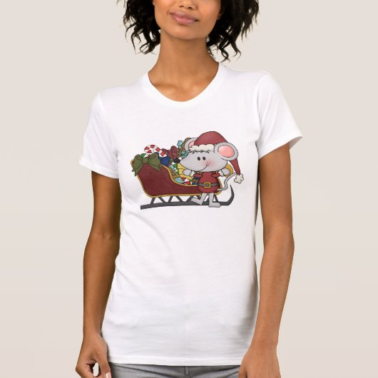 Sankt-Maus mit Schlitten T-Shirt (Vorderseite)