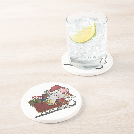 Sankt-Maus mit Schlitten Untersetzer (Seite)