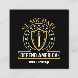 Sankt Michael verteidigt Amerika Taktisches Schild Quadratische Visitenkarte