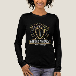 Sankt Michael verteidigt Amerika Taktisches Schild Tri-Blend Shirt