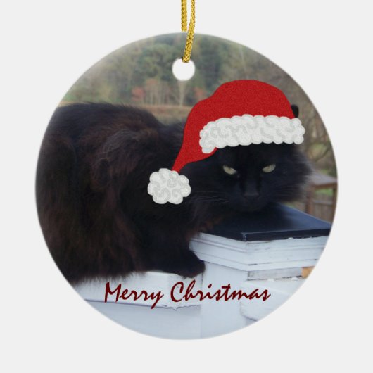 Sankt-Miezekatze: Weihnachtsverzierung Keramikornament (Vorne)