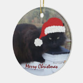 Sankt-Miezekatze: Weihnachtsverzierung Keramikornament (Links)