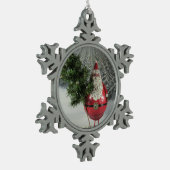 Sankt mit Baum Schneeflocken Zinn-Ornament (Links)