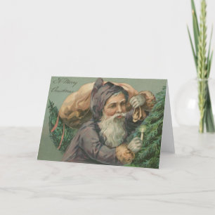 Sankt mit einer Sack-Weihnachtskarte Feiertagskarte