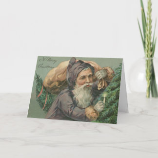 Sankt mit einer Sack-Weihnachtskarte Feiertagskarte