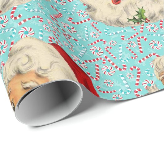 Sankt mit Pfefferminzen Geschenkpapier (Rolleneckpunkt)