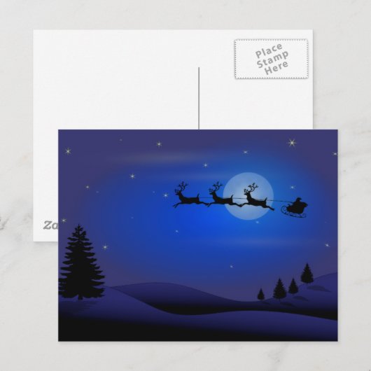 Sankt Mitternachtsfahrt Feiertagspostkarte (Vorne/Hinten)