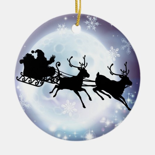 Sankt-Mond Sleigh-Silhouette Keramikornament (Vorne)