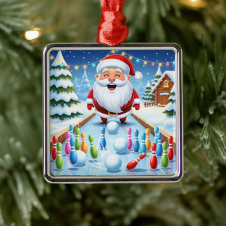 Sankt Nikolaus beim Bowling Candy Cane Lane Person Ornament Aus Metall