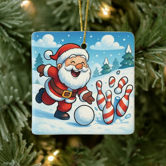 Sankt Nikolaus Bowling Candy Cane Lane Personalisi Keramikornament (Baum)