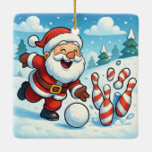 Sankt Nikolaus Bowling Candy Cane Lane Personalisi Keramikornament (Rückseite)