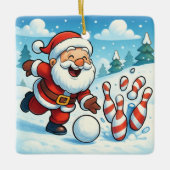 Sankt Nikolaus Bowling Candy Cane Lane Personalisi Keramikornament (Vorderseite)