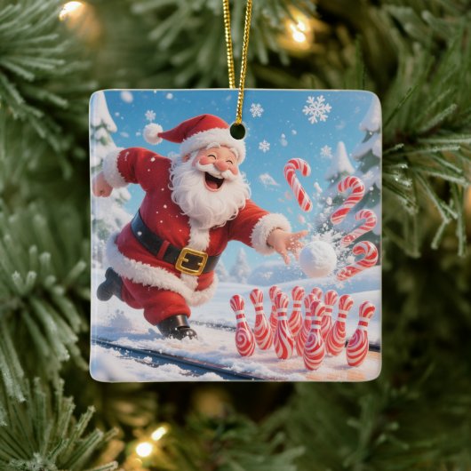 Sankt Nikolaus Bowling Candy Cane Lane Personalisi Keramikornament (Baum)