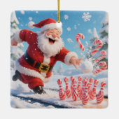 Sankt Nikolaus Bowling Candy Cane Lane Personalisi Keramikornament (Rückseite)