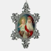 Sankt Nikolaus des Myra Bischofs-Babys Jesus Schneeflocken Zinn-Ornament (Links)