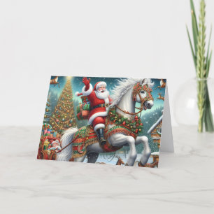 Sankt Nikolaus' Pferd zieht den Schlitten Feiertagskarte