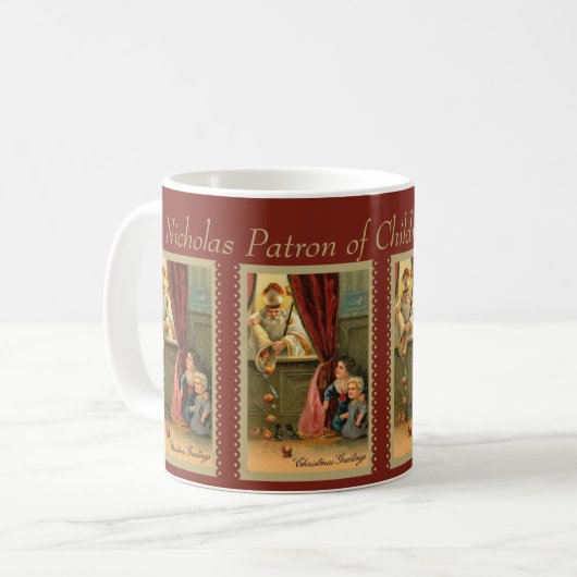 Sankt Nikolaus von Myra mit Kindern Kaffeetasse (Vorderseite Links)