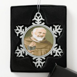 Sankt Padre Pio Schneeflocken Zinn-Ornament