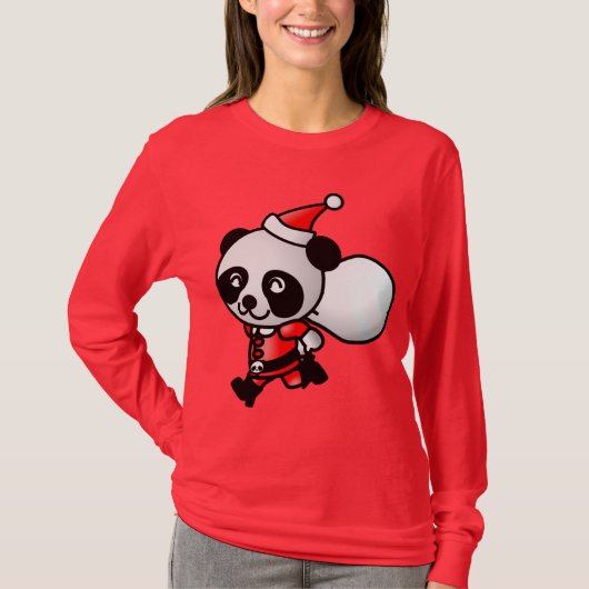 Sankt-Panda-Weihnachtsstrickjacke T-Shirt (Vorderseite)