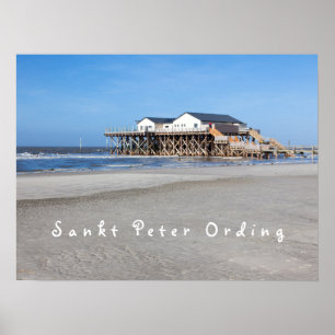 Sankt Peter Ording House auf Pfählen Foto mit Tex Poster