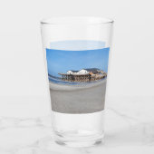 Sankt Peter Ording House auf Pfählen Foto mit Text Glas (Rückseite)