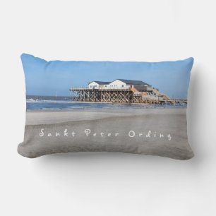 Sankt Peter Ording House auf Pfählen Foto mit Text Lendenkissen