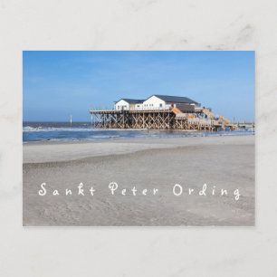 Sankt Peter Ording House auf Pfählen Foto mit Text Postkarte