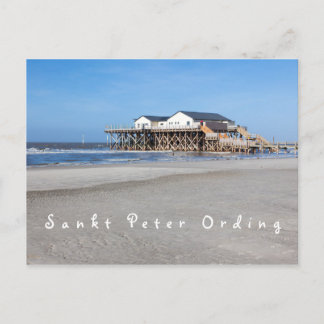 Sankt Peter Ording House auf Pfählen Foto mit Text Postkarte