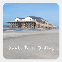 Sankt Peter Ording House auf Pfählen Foto mit Text