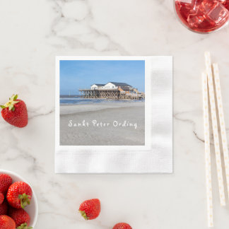 Sankt Peter Ording House auf Pfählen Foto mit Text Serviette