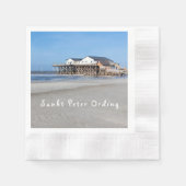 Sankt Peter Ording House auf Pfählen Foto mit Text Serviette (Vorderseite)
