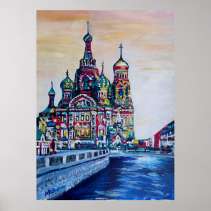 Sankt Petersburg mit der Pfarrkirche des Erretters Poster