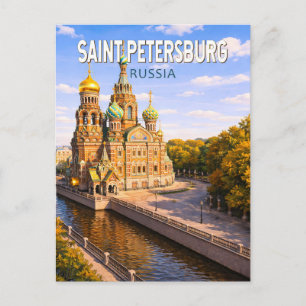 Sankt Petersburg Russland Illustration Reise Kunst Postkarte