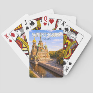 Sankt Petersburg Russland Illustration Reise Kunst Spielkarten