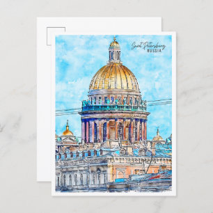 Sankt Petersburg Russland Jahrgang Reise Aquarell Postkarte