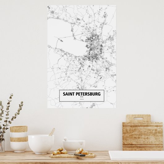 Sankt Petersburg, Russland (schwarz auf weiß) Poster (Küche)