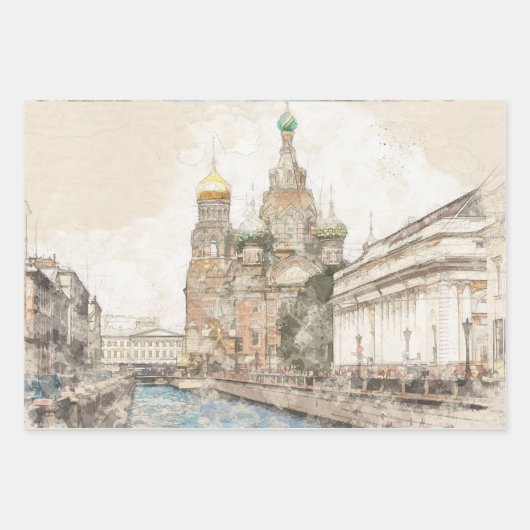 Sankt Petersburg Russland Umschlagpapier - elegant Geschenkpapier Set (Vorderseite)