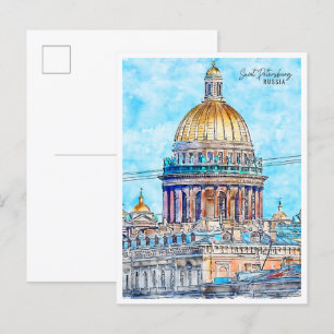 Sankt Petersburg Russland vintage Reise Wasserfarb Postkarte