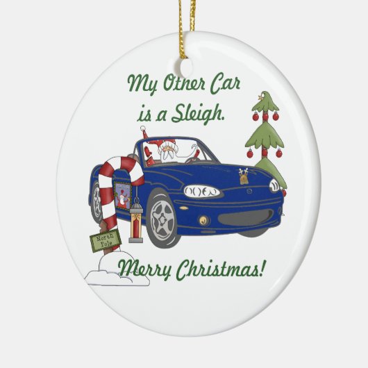 Sankt Pferdeschlitten-Blau Keramikornament (Links)