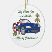 Sankt Pferdeschlitten-Blau Keramikornament (Links)