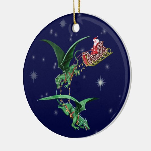 Sankt Pferdeschlitten mit Drachen Keramik Ornament (Links)