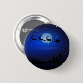 Sankt, Pferdeschlitten, Ren und Moonlit Landschaft Button (Vorne & Hinten)