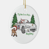 Sankt Pferdeschlitten-Weiß Keramik Ornament (Rechts)