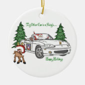 Sankt Pferdeschlitten-Weiß Keramik Ornament (Vorne)